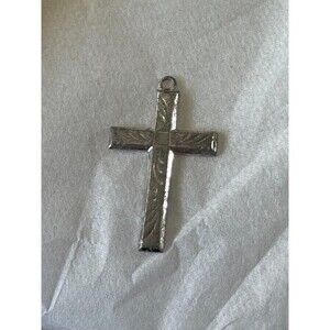 Vintage Sterling Silver 925 Theda Cross Charm Pendant Necklace